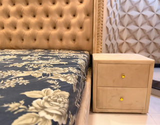 Royal Tufted Luxury Complete Bedroom Set (Beige Velvet/Chenille)