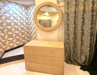 Modern Fluted Luxury Complete Bedroom Set (Beige Chenille)