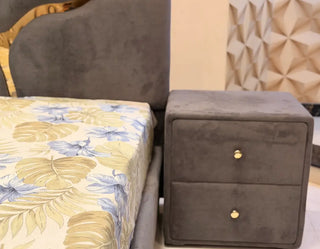 Modern Luxury Split-Design Velvet Bed with Attached Side Tables