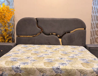 Modern Luxury Split-Design Velvet Bed with Attached Side Tables