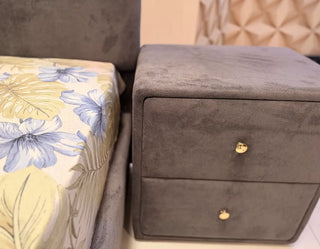 Modern Luxury Split-Design Velvet Bed with Attached Side Tables