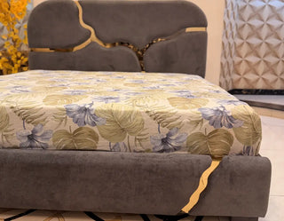 Modern Luxury Split-Design Velvet Bed with Attached Side Tables