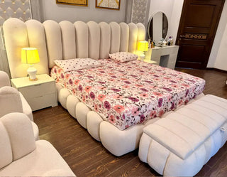 Luxury Complete Bedroom Set – Bed, Side Tables, Dressing, Mirrors, Chairs & Ottoman