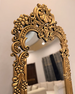 Baroque Ornate Full-Length Dressing Mirror | Antique Gold Standing & Wall Mirror