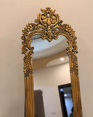 Baroque Ornate Full-Length Dressing Mirror | Antique Gold Standing & Wall Mirror