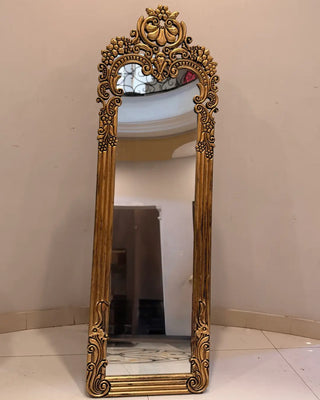 Baroque Ornate Full-Length Dressing Mirror | Antique Gold Standing & Wall Mirror