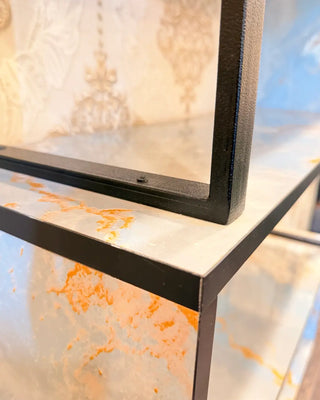 Modern 5-Tier Geometric Bookshelf with Marble-Finish Shelves | Open Display Rack