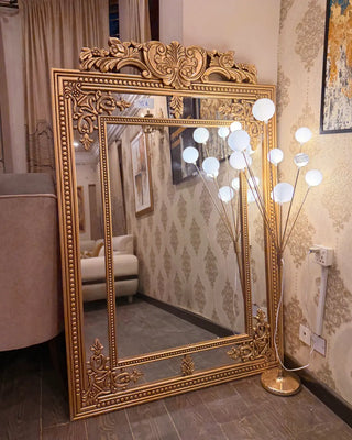 Royal Carved Gold-Finish Full-Length Floor Mirror