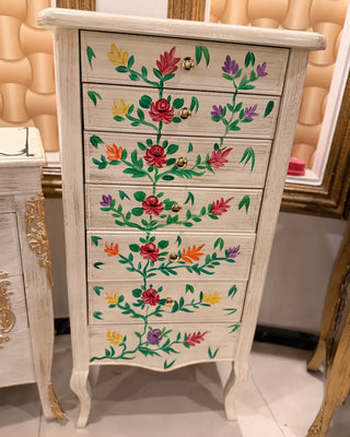 Hand-Painted 6-Drawer Wooden Console & Storage Cabinet
