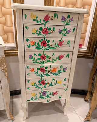 Hand-Painted 6-Drawer Wooden Console & Storage Cabinet