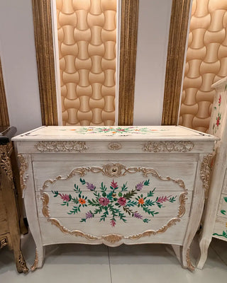 Hand-Painted 2-Drawer Vintage Wooden Console Table