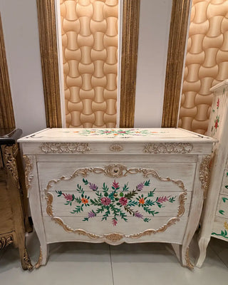 Hand-Painted 2-Drawer Vintage Wooden Console Table