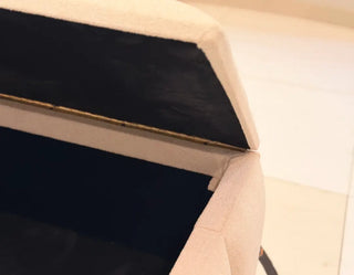 Modern Channel-Tufted Storage Bench / Saving Box | Off-White Textured Ottoman