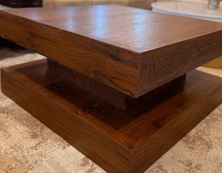 Modern Minimalist Wooden Coffee Table | Square Layered Center Table