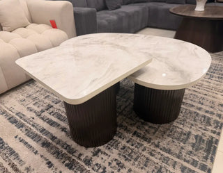 Modern Marble Top Nesting Coffee Tables – Set of 2