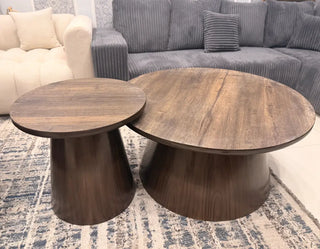 Modern Round Wooden Coffee Tables – Set of 2