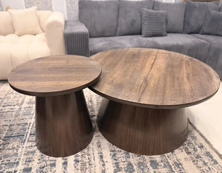 Modern Round Wooden Coffee Tables – Set of 2