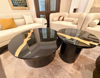 Modern Black & Gold Coffee Table Set | Luxury Centre Table