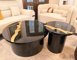 Modern Black & Gold Coffee Table Set | Luxury Centre Table