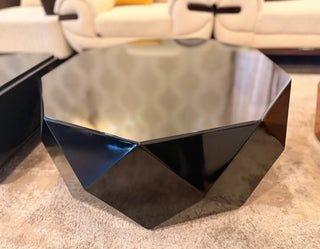 Modern Geometric Coffee Table – Glossy Black Finish