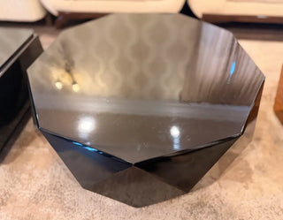 Modern Geometric Coffee Table – Glossy Black Finish
