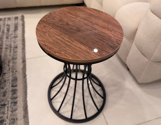 Modern Wooden-Top Accent & Side Table with Wire Base