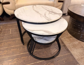 Modern Marble-Top Nesting Coffee Table Set (Pack of 2)