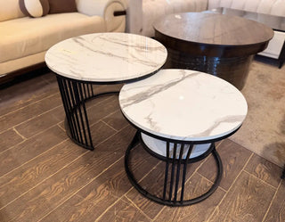 Modern Marble-Top Nesting Coffee Table Set (Pack of 2)