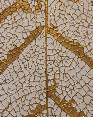 Gilded Vein Abstract Textured Wall Art | Modern Gold and White Canvas Painting with Wooden Frame
