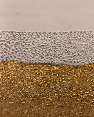 Golden Horizon Abstract Textured Wall Art | Modern Gold Foil and White Canvas Painting with Wooden Frame