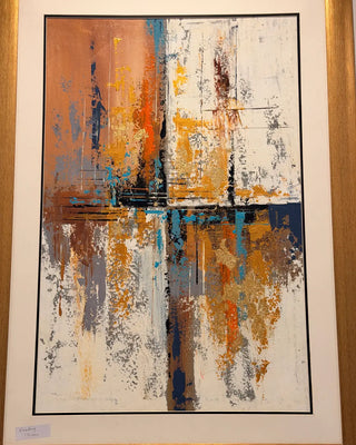 Urban Rust and Gold Abstract Textured Wall Art | Modern Mixed Media Canvas Painting with Wooden Frame