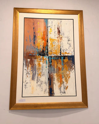 Urban Rust and Gold Abstract Textured Wall Art | Modern Mixed Media Canvas Painting with Wooden Frame