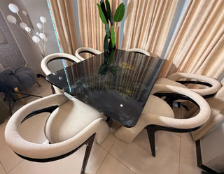 Modern 6-Seater Dining Set with Luxurious Curved Chairs