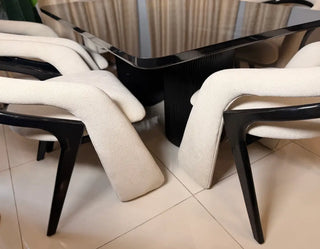 Modern 6-Seater Dining Set with Luxurious Curved Chairs