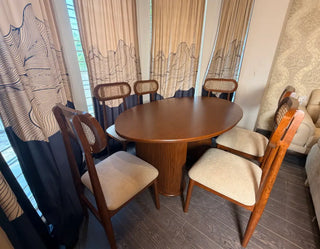 Modern Wooden Dining Table Set with 6 Chairs