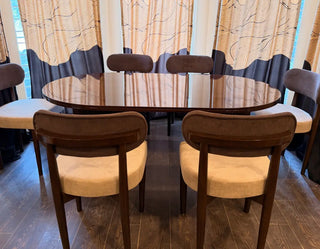 Luxury Oval Dining Table Set with Textured Bouclé-Upholstered Chairs | Modern Dining Room Collection