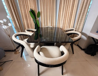 Modern 6-Seater Dining Set with Luxurious Curved Chairs
