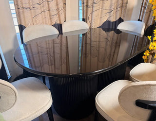 Modern Luxury High-Gloss Dining Table Set with Curved Chairs