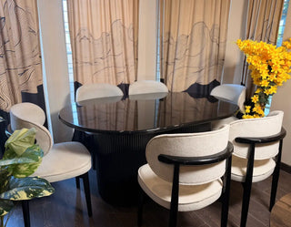 Modern Luxury High-Gloss Dining Table Set with Curved Chairs