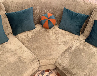 Luxury Velvet L-Shape 7 Seater Corner Sofa Set with Wooden Armrests