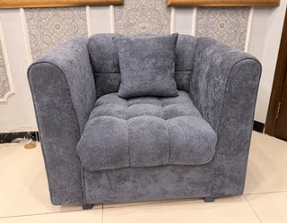 Modern Tufted Velvet 3-2-1 Seater Sofa Set (Steel Blue)