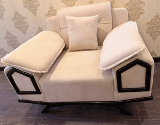 Modern Geometric 3-2-1 Seater Sofa Set (Beige Chenille)