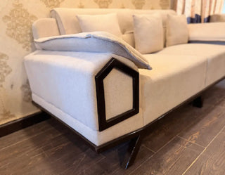Modern Geometric 3-2-1 Seater Sofa Set (Beige Chenille)