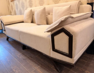 Modern Geometric 3-2-1 Seater Sofa Set (Beige Chenille)