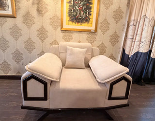 Modern Geometric 3-2-1 Seater Sofa Set (Beige Chenille)