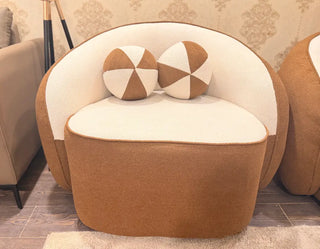 3-2-1 Brown & Cream Boucle Sofa Set