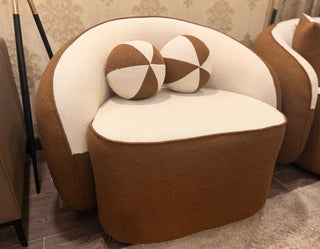 3-2-1 Brown & Cream Boucle Sofa Set