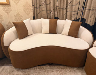 3-2-1 Brown & Cream Boucle Sofa Set