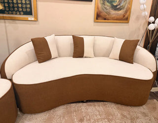 3-2-1 Brown & Cream Boucle Sofa Set