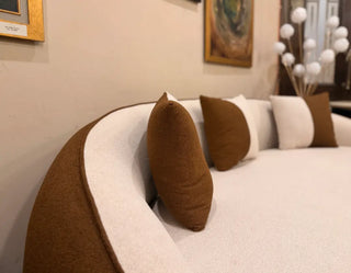 3-2-1 Brown & Cream Boucle Sofa Set